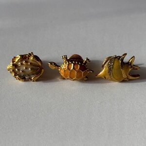 Vintage Enamel Tie Pins Set of 3 1980’s RARE